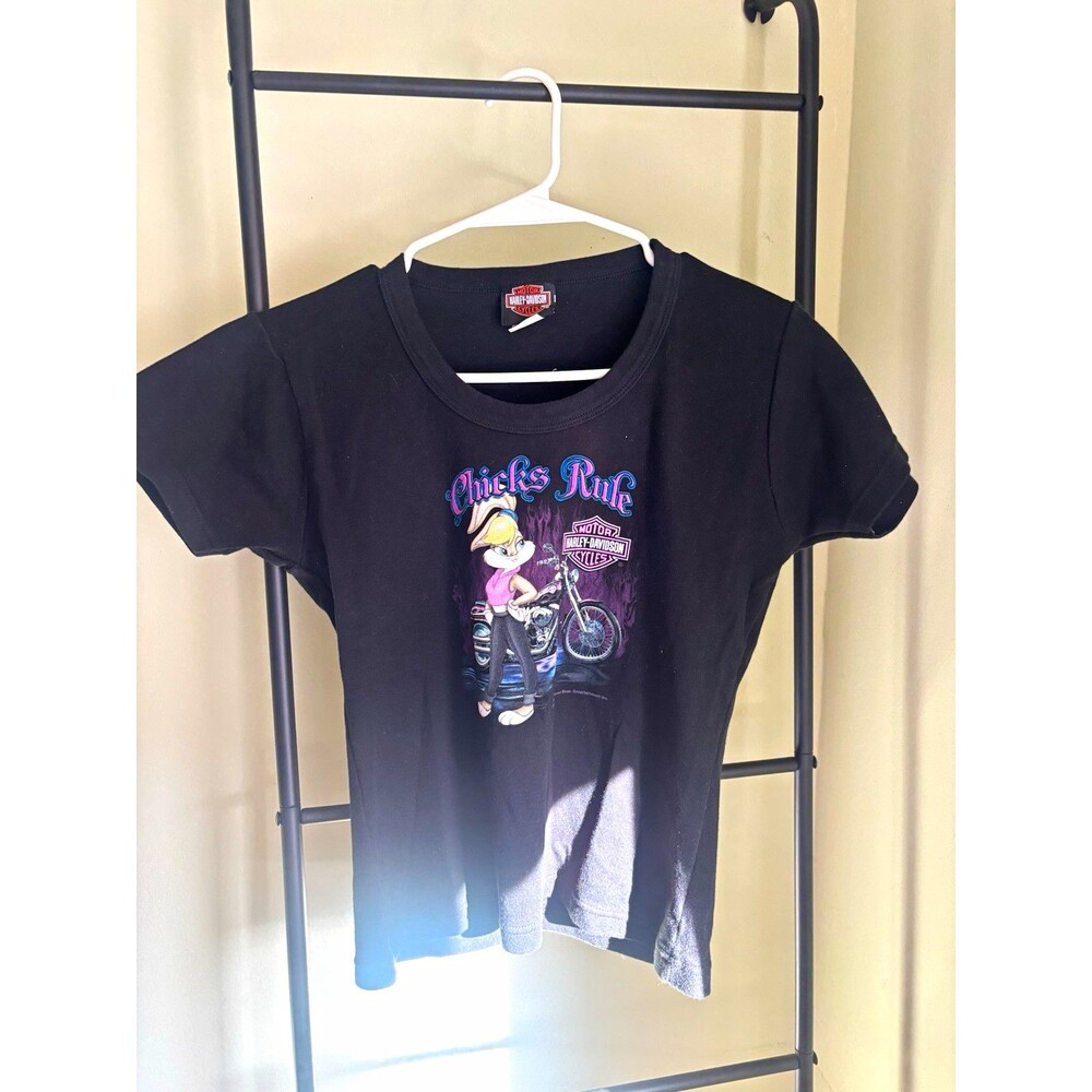 Vintage Y2K 2004 Baby Tee Harley-Davidson x Looney Tunes "Chicks Rule" M